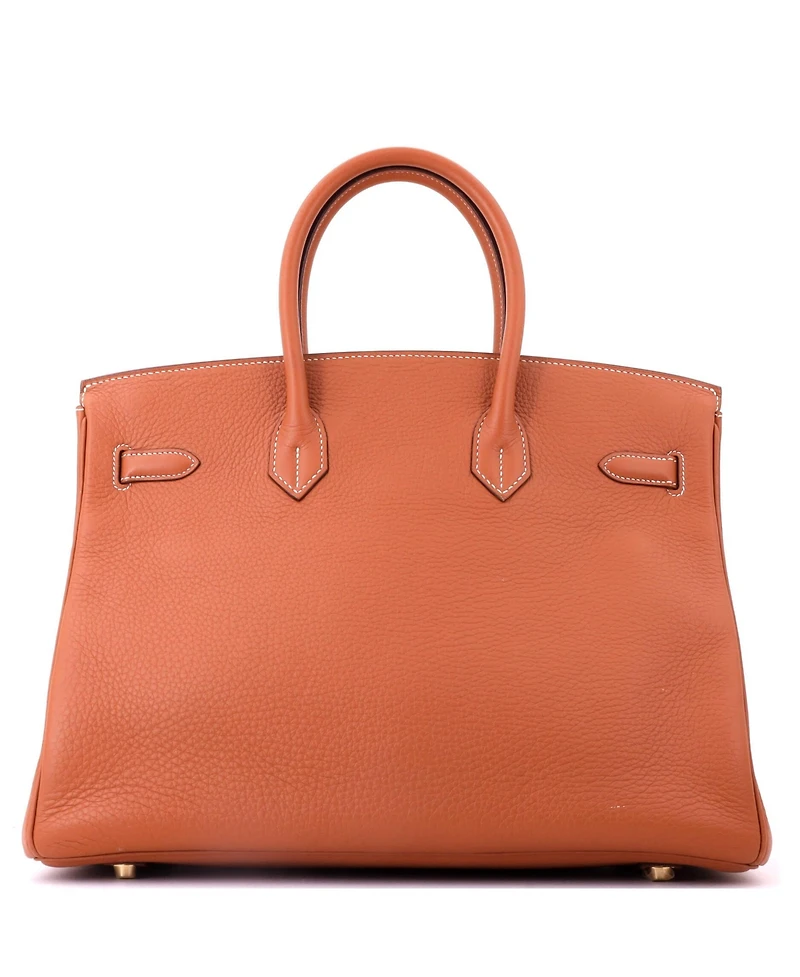 Pre-Owned HERMES Birkin 35 Handbag Brown Clemence with Gold Hardware