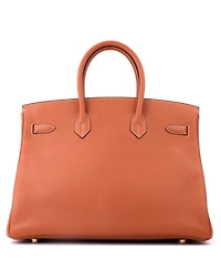 Pre-Owned HERMES Birkin 35 Handbag Brown Clemence with Gold Hardware