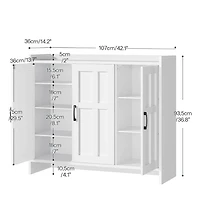 Slickblue 3-Door Wooden Shoe Storage Cabinet 42.1" for Entryway