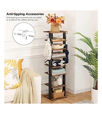 Slickblue Entryway 8-Tier Wooden Shoe Rack with Hooks