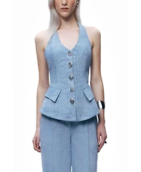 Nocturne Women's Embellished Halter Neck Bustier Top