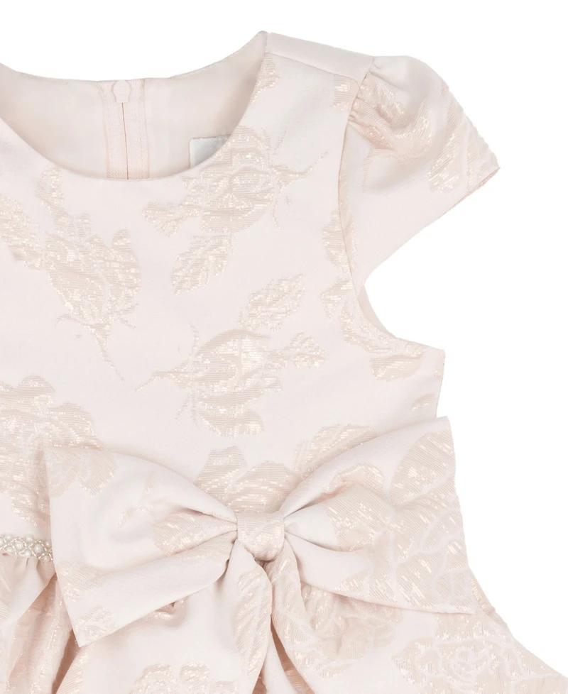 Rare Editions Girls' 2T-6X Brocade Cap Sleeve Beaded Trim Dress