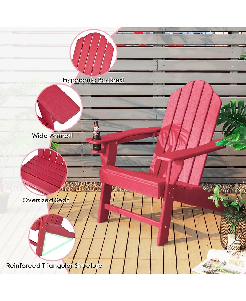Costway Patio Adirondack Chair Weather Resistant Garden Deck