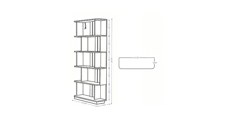 Flynama 31.5 Inch 5-Tier Open Mdf Free Combination Modern Display Bookcase