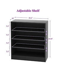 Aheaplus Wooden Shoes Rack Storage Cabinet with Shelves