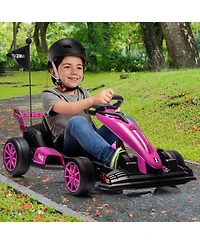 homfan High-Speed 24V Drift Go Kart, Adjustable Seat, Dual Motors, Up to 8.5MPH, Eva Silent Wheels, Max 135lbs