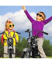 homfan 24V 250W Electric Dirt Bike for Kids, 2-Speed Ride On Motorcycle, Up to 14 Mph, Leather Seat, Rear Brake, For Ages 8-12