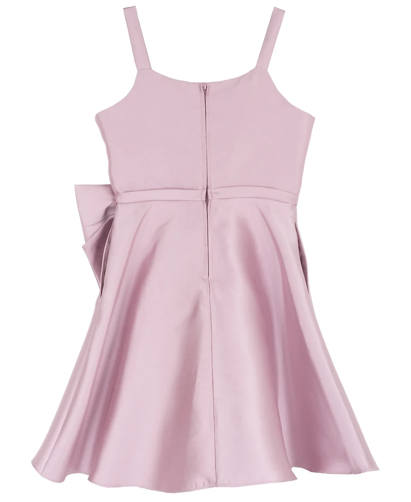 Rare Editions Girls' 7-14 Solid Mikado Cascade Bow Hi-Low Dress