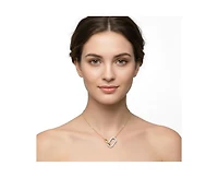 Rachel Glauber Radiant Cz Two-Tone Texture Interlocking Links Necklace