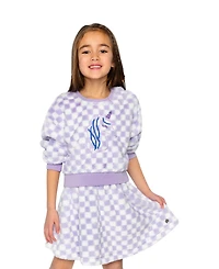 Deux par Deux Little and Big Girl 6-12 Faux Fur Top Lilac and Tiles