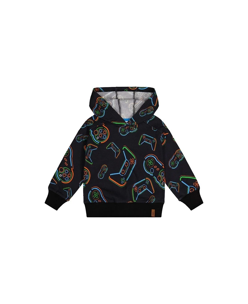Deux par Little and Big Boy (6-12) Fleece Hooded Sweatshirt Printed Controller