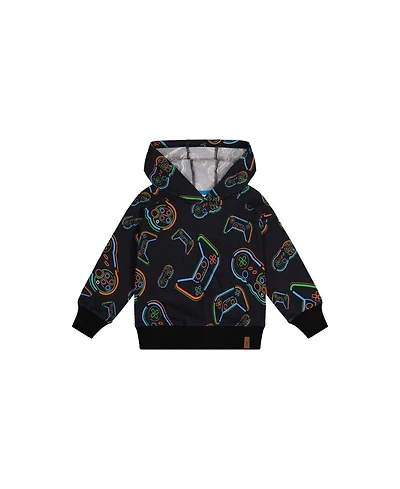 Deux par Little and Big Boy (6-12) Fleece Hooded Sweatshirt Printed Controller