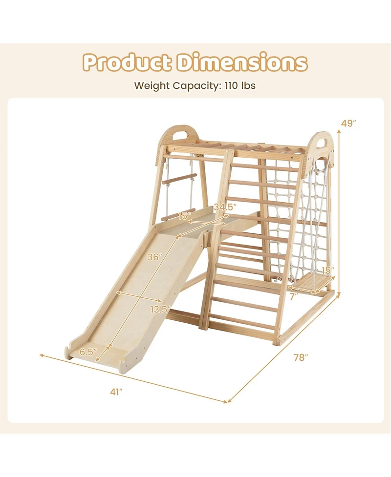 Slickblue 8-in-1 Kids Jungle Gym with Slide Monkey Bars and Climbing Frame