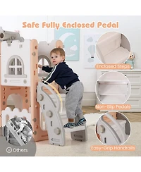 Slickblue Toddler Playground Slide Set with Tunnel Ladder and Hoop