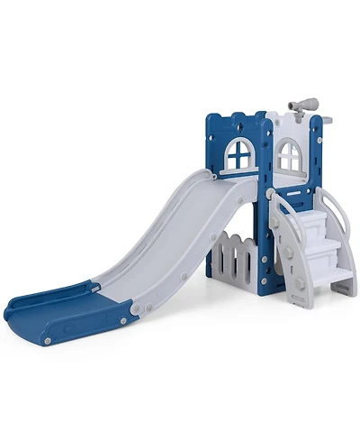 Slickblue 6-in-1 Kids Playground Set with Slide Ladder and Basketball Goal