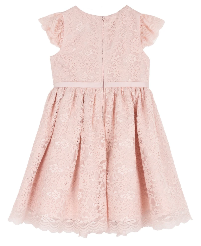 Rare Editions Girls' 2T-6X Lace Flutter Sleeve Dress
