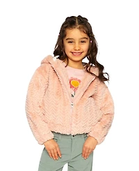 Deux par Deux Toddler Girl (2-5) Faux Fur Hooded Cardigan Pink