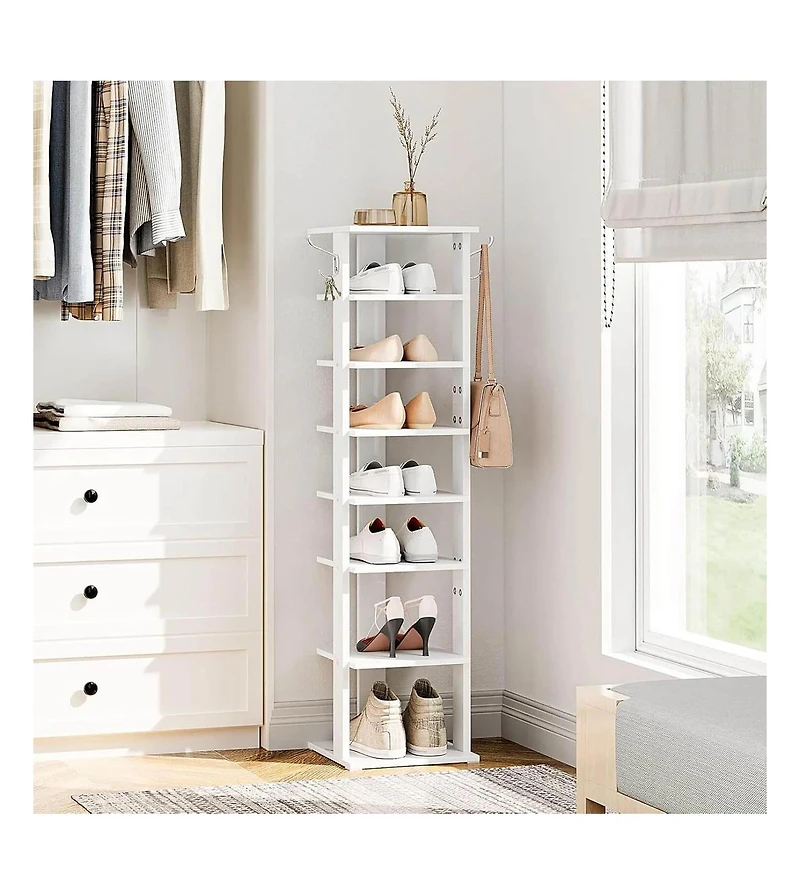Slickblue 8-Tier Vertical Wooden Shoe Organizer Rack