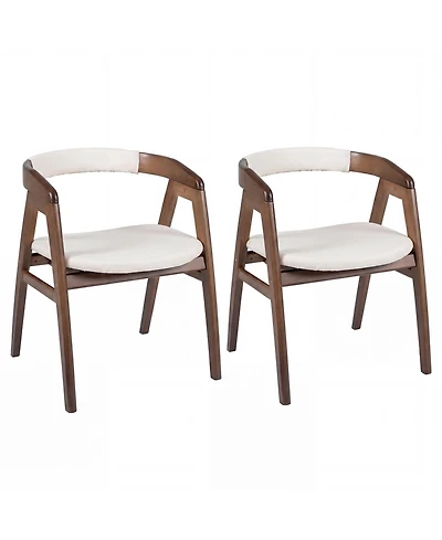 Gymax Set of 2 Leisure Bamboo Chairs Dining Chairs with Curved Back and Foot Pads