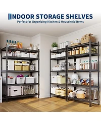 gaomon Adjustable 48" W × 24" D × 72" H Heavy Duty 5 Tier Metal Shelves for Garage Kitchen Pantry Warehouse Basement Storage