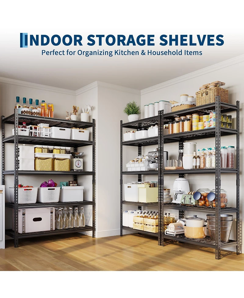 gaomon Adjustable 36" W x 16" D x 72" H Heavy Duty 5 Tier Metal Shelves for Garage Kitchen Pantry Warehouse Basement Storage