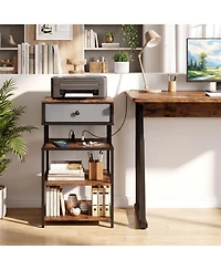 Slickblue Set of 2 Modern Nightstands with Charging Station Storage Drawer