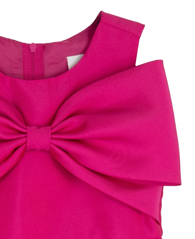 Rare Editions Girls' 2T-6X Mikado Bow Bodice Pleated Dress