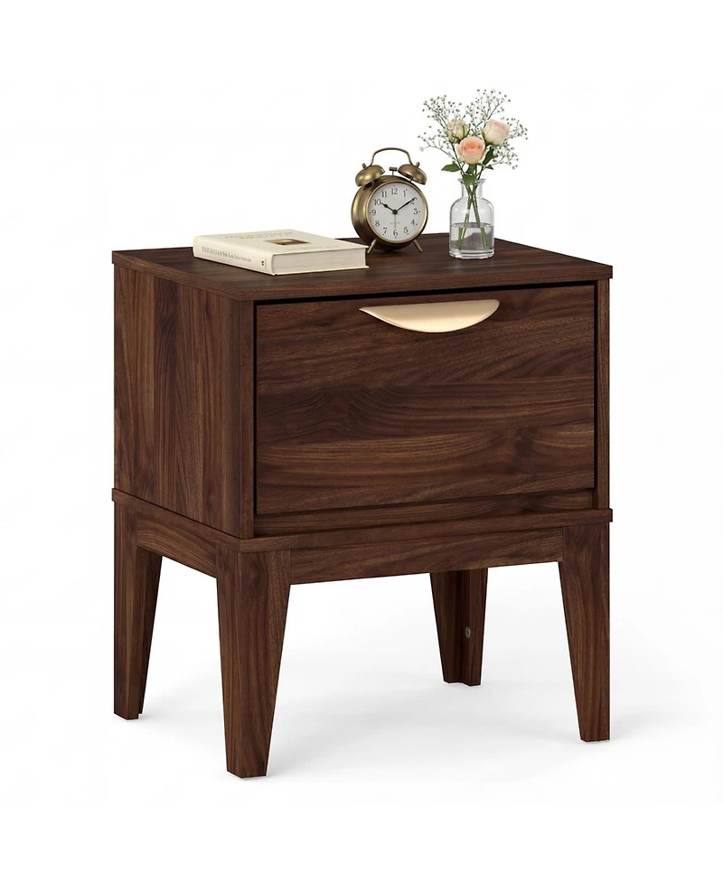 Slickblue Modern Bedroom Nightstand with Drawer and Tapered Feet