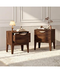 Slickblue Modern Bedroom Nightstand with Drawer and Tapered Feet