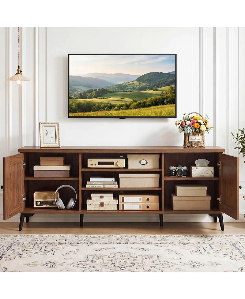 Costway 2-Door Tv Stand for TVs up to 65" with 2 Storage Cabinets and 4 Adjustable Shelves