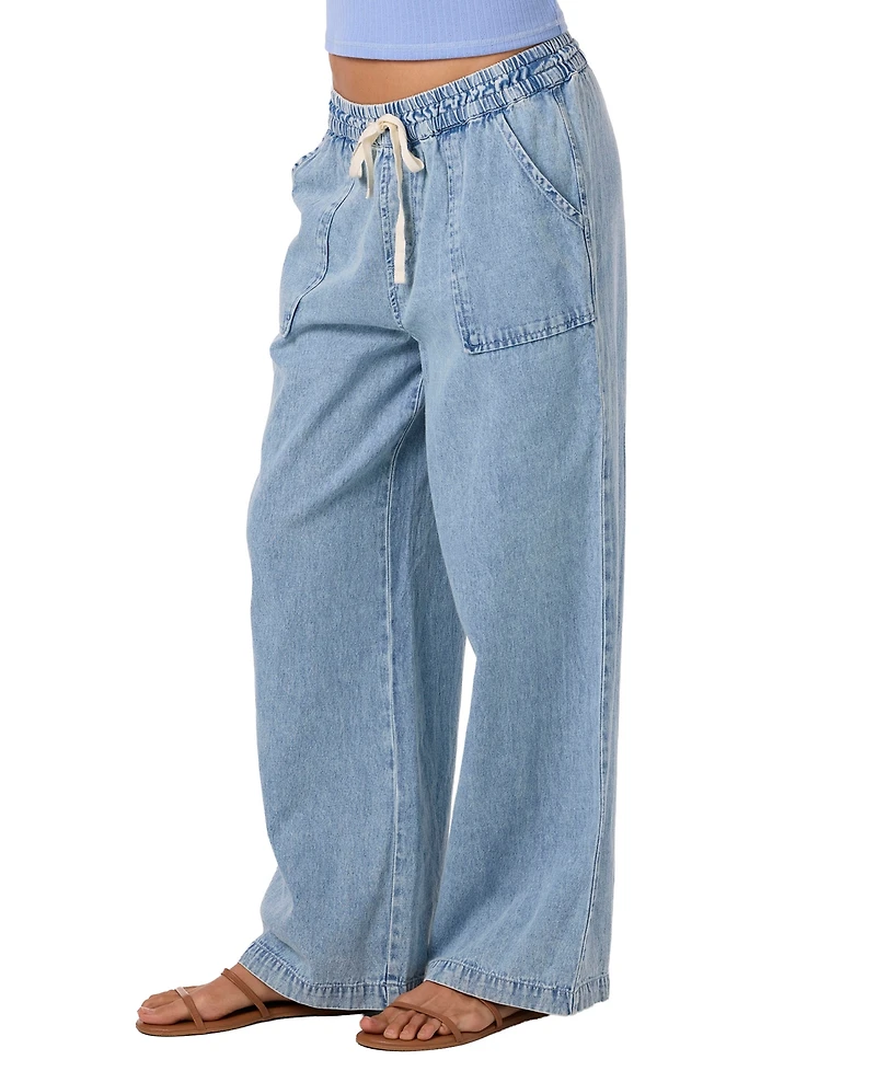 O'Neill Women's Pull-On Ankle-Length Raw Hem Denim Pants