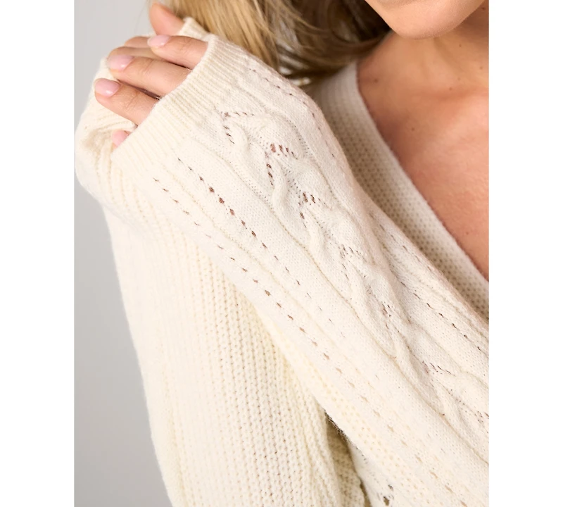 Liverpool Los Angeles Women's Long-Sleeve V-Neck Drop Shoulder Sweater