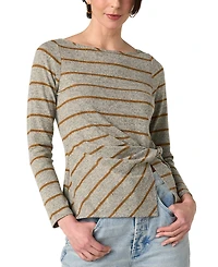 Liverpool Los Angeles Women's Long-Sleeve Boat Neck Twist Knit Top