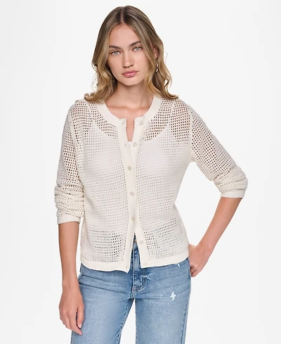 Dkny Jeans Women's Baby Chenille Open-Stitch Long-Sleeve Cardigan
