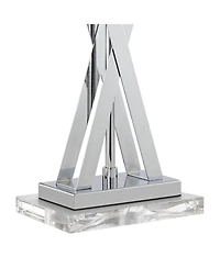 Possini Euro Design Proxima Modern Table Lamp with Acrylic Riser 28" Tall Chrome Sheer Outer Inner Rectangular Shade for Bedroom Living Room