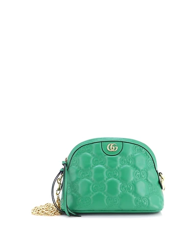 Pre-Owned Gucci Small Dome Chain Zip Shoulder Bag Gg Matelasse Leather