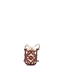 Pre-Owned Loewe Mini Anagram Drawstring Bucket Crossbody Bag Leather with Canvas