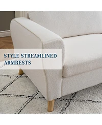 homfan 84" Modern Boucle Sofa Couch – Large 3-Seater Loveseat with Streamlined Wide Armrests, Wooden Feet, Upholstered Comfort for Living Room