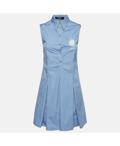 Pre-Owned Versace Women's Cotton Pleated Sleeveless Dress