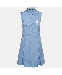 Pre-Owned Versace Women's Cotton Pleated Sleeveless Dress
