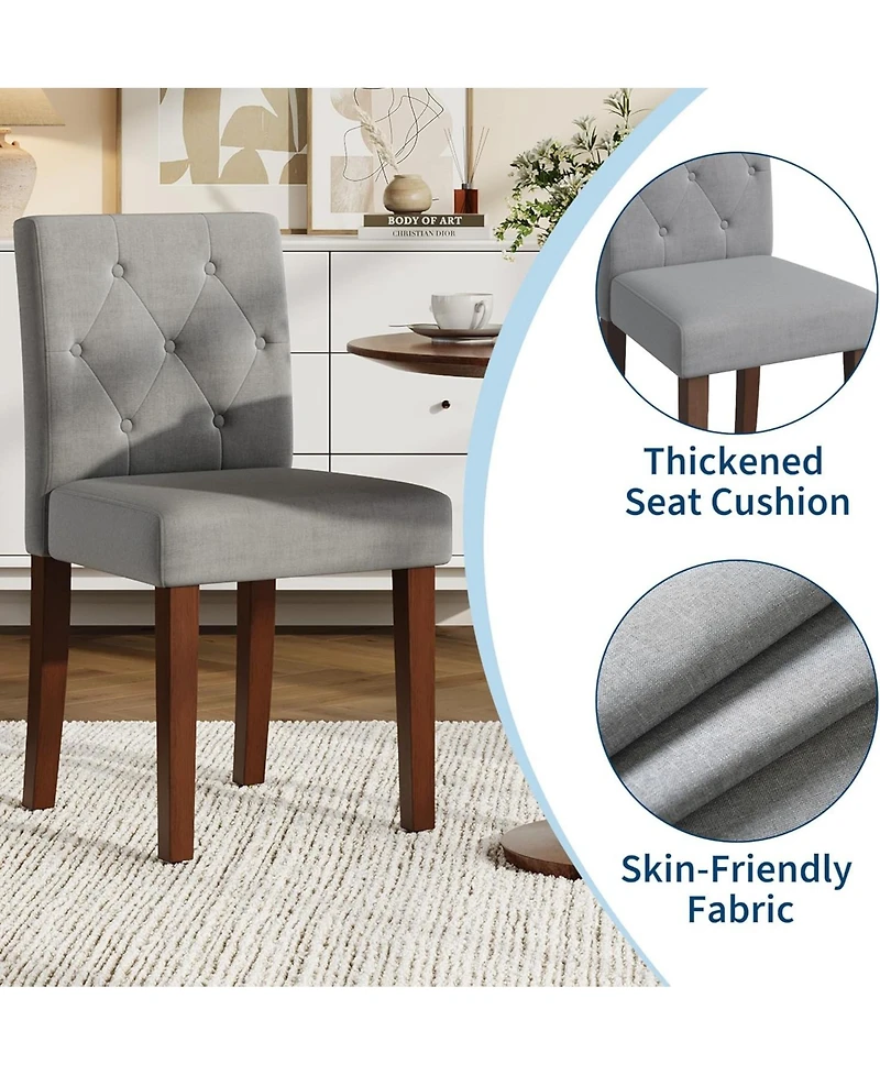 gaomon Upholstered Dining Chairs Set, Farmhouse Fabric Kitchen with High Back, Thickened Cushion, Wooden Legs, Modern Room