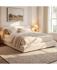 Streamdale Furniture California King Upholstered Bed Frame with Linen Headboard and Footboard