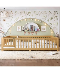 Streamdale Furniture Bed Floor Bed with Safety Guardrails and Door for Kids