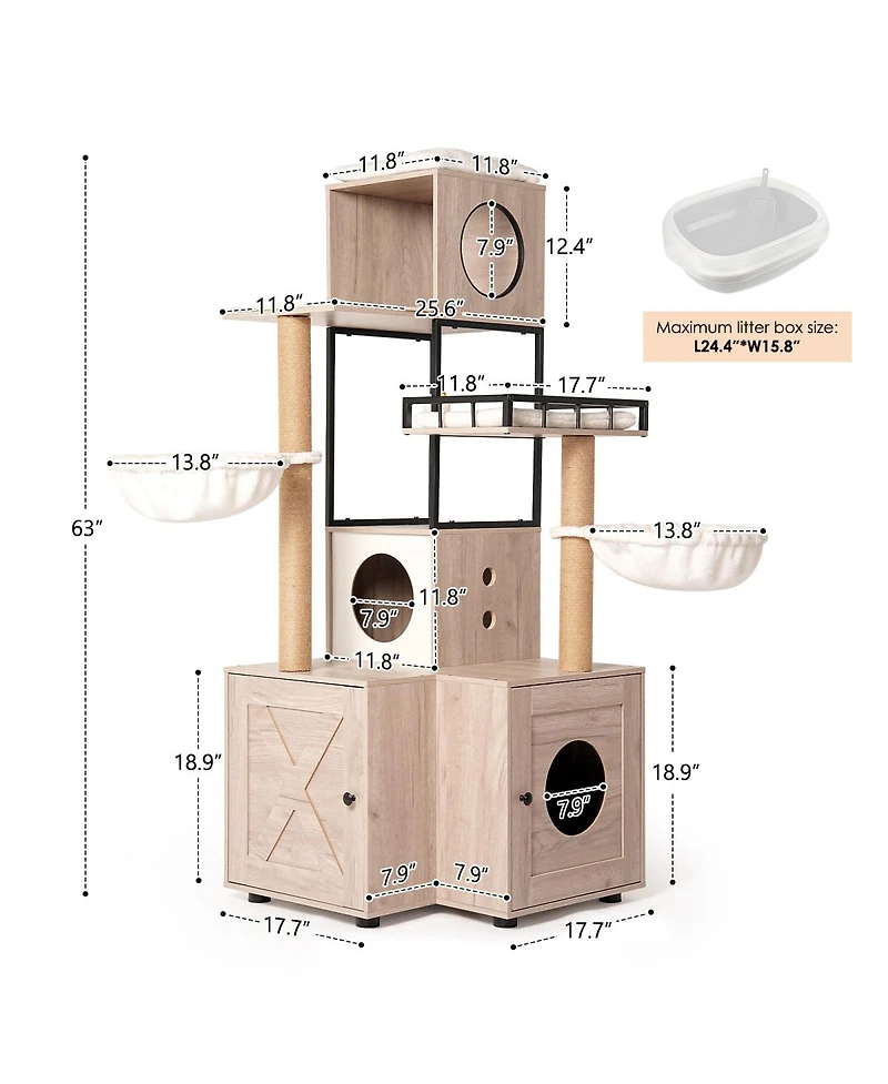 Streamdale Furniture Multi-Functional Cat Tree with Litter Box Enclosure
