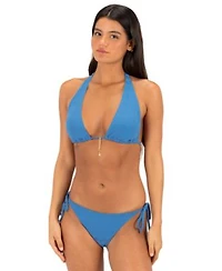 Hurley Womens Seaside Charm Stripe Convertible Bikini Halter Top Skimpy Coverage Low Hip Swim Bottom