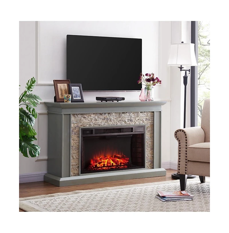 Augusta Home Ledgestone Fireplace With Stacked Stone