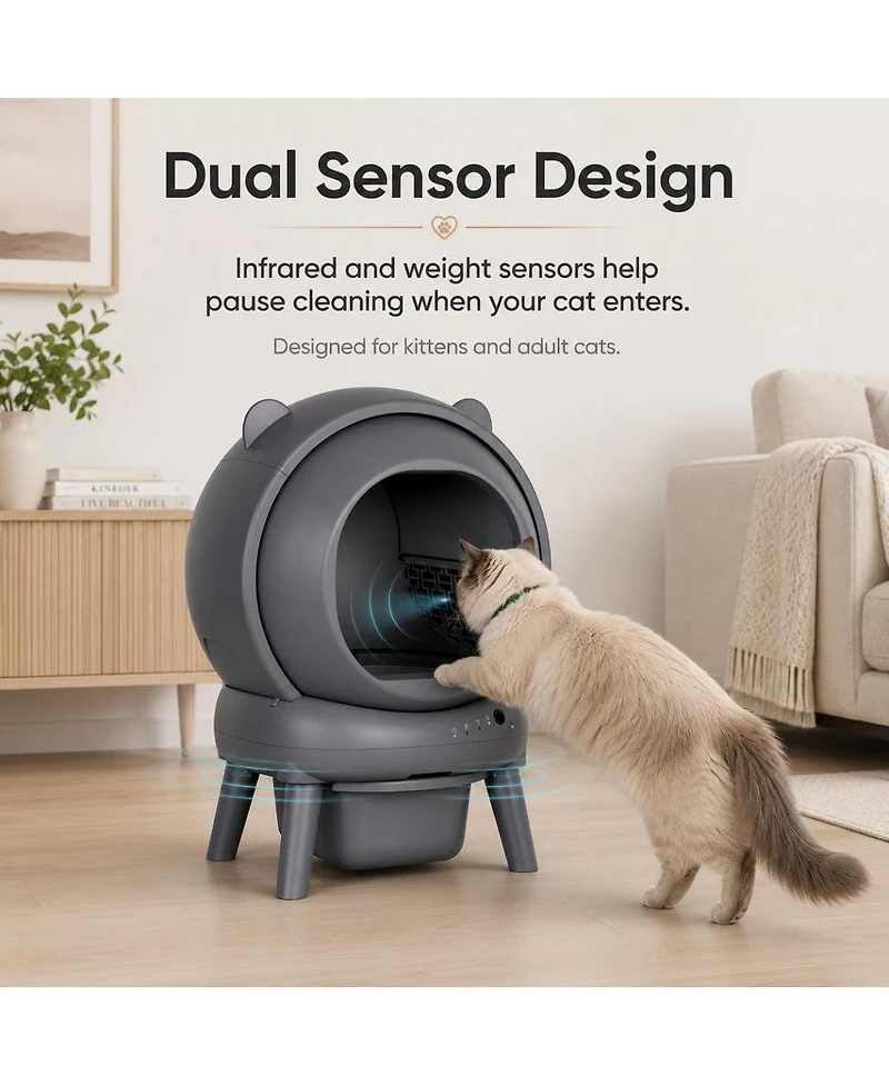Cumrige Self-Cleaning Cat Litter Box Smart Automatic Litter Box with Cat Litter Mat for Multiple Cats Large Capacity Self-Cleaning Design