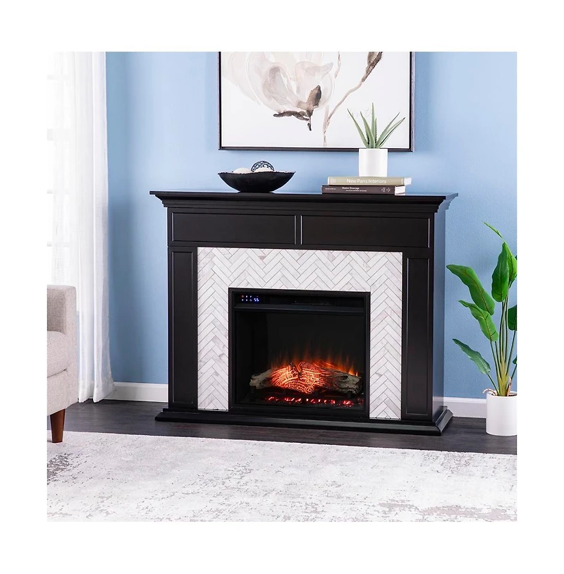 Augusta Home Tolington Color Changing Marble Tiled Fireplace