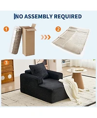 gaomon 45'' Indoor Chaise Lounge Chair Corduroy Cloud Single Couch Sofa with Deep Seat and Armrests Comfy Reading Chair Sleeper Bed