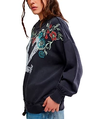 Free People Juniors' Cotton Slouchy Mock-Neck Sweatshirt
